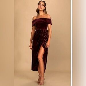 Lulu's Strapless Burgundy Velvet Dress